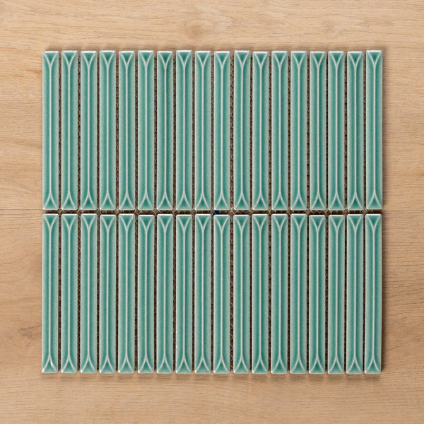 Castaways Frosty Mint Gloss Kit Kat Porcelain Mosaic Tile 15x145mm