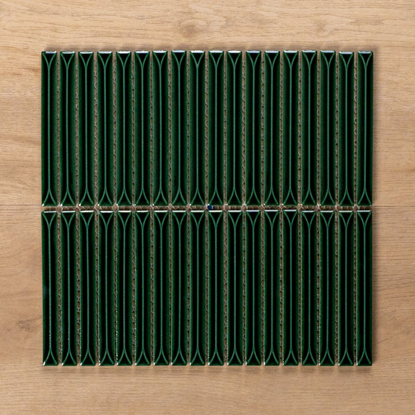 Castaways Jade Gloss Kit Kat Porcelain Mosaic Tile 15x145mm