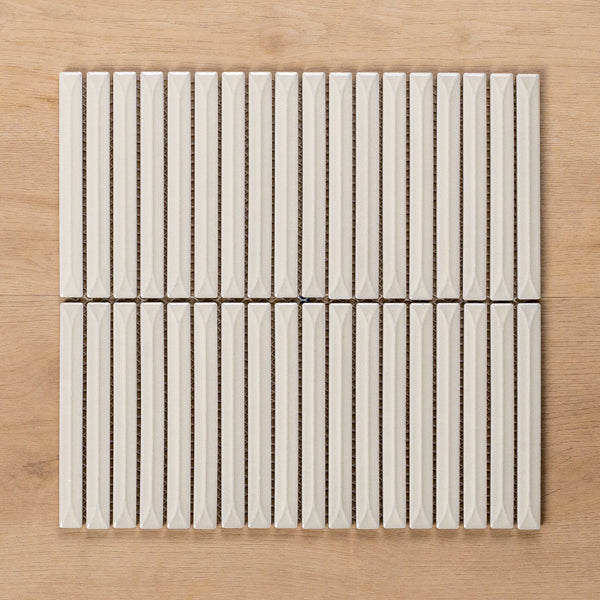 Castaways White Gloss KitKat Porcelain Mosaic Tile 15x145mm