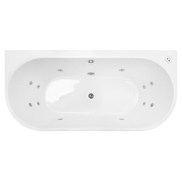 Decina Alegra Contour Back To Wall Freestanding Spa Bath 1500mm with Chrome Jets