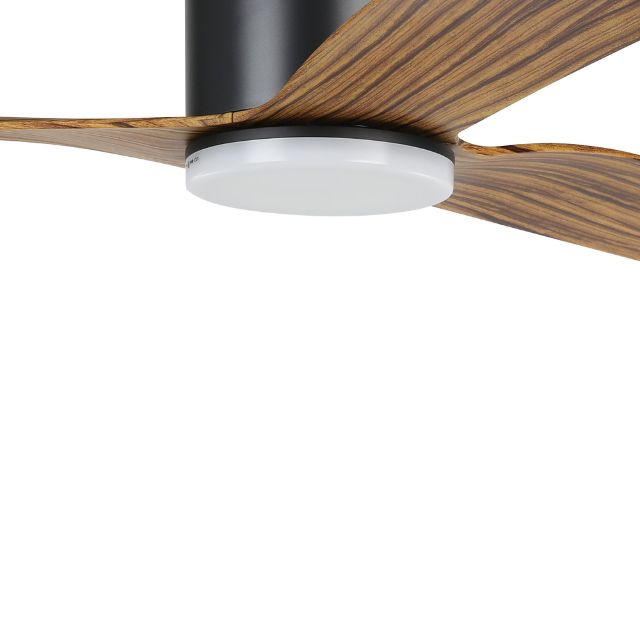 Angle Eglo Iluka 52 Inch DC Fan 18W LED Tri-Col Black Wood Hugger 20538315 - The Blue Space