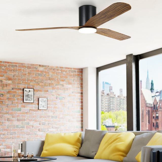 Lifestyle Eglo Iluka 60 Inch DC Fan 18W LED Tri-Col Black Wood Hugger 20538515 - The Blue Space
