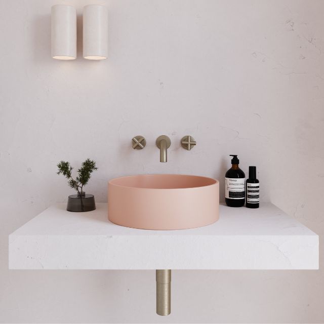 Eight Quarters 390mm Concrete Circle Above Counter Basin - Blush