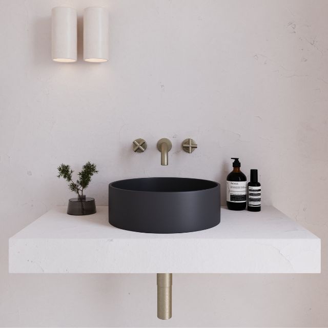 Eight Quarters 390mm Concrete Circle Above Counter Basin - Charcoal