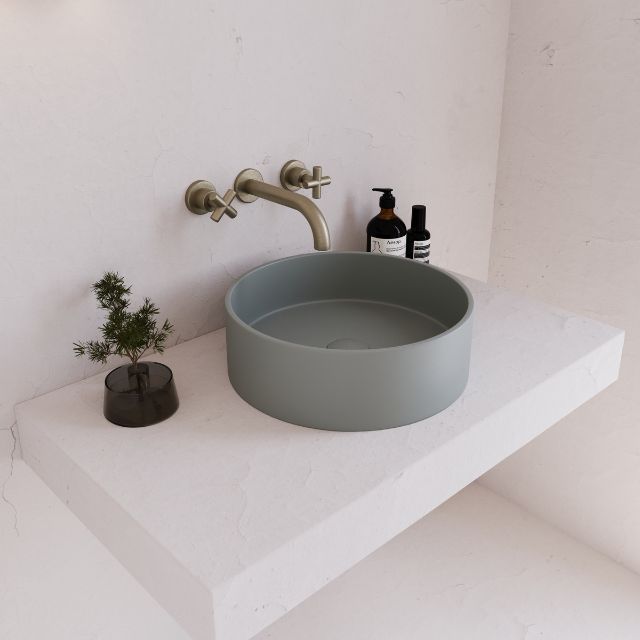 Eight Quarters 390mm Concrete Circle Above Counter Basin - Grey