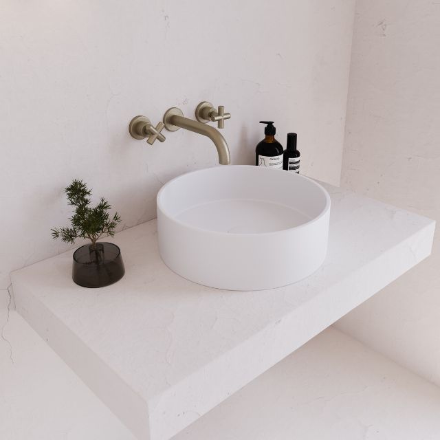 Eight Quarters 390mm Concrete Circle Above Counter Basin - White