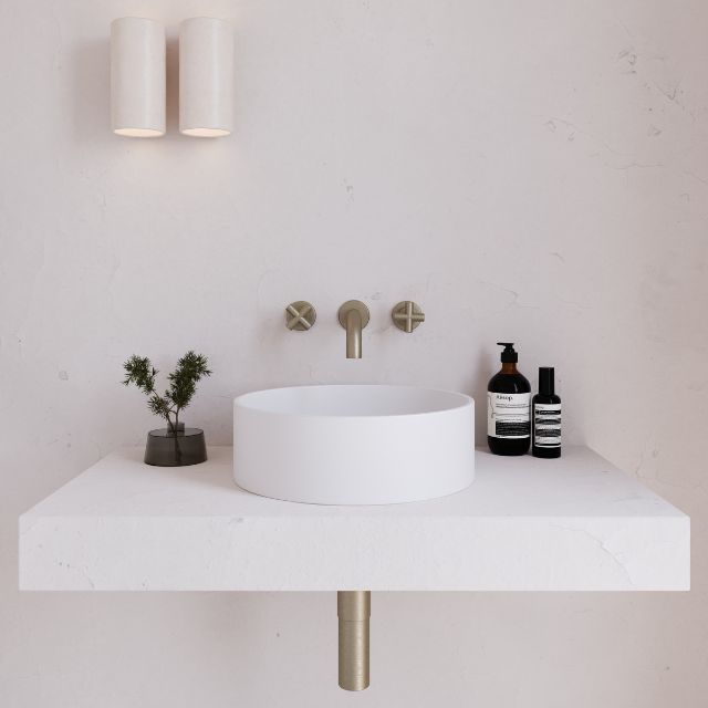 Eight Quarters 390mm Concrete Circle Above Counter Basin - White