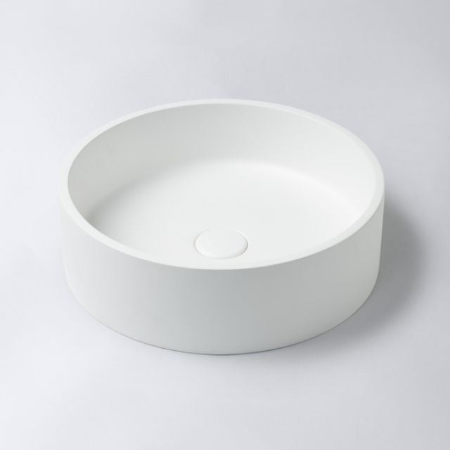 Eight Quarters 390mm Concrete Circle Above Counter Basin - White