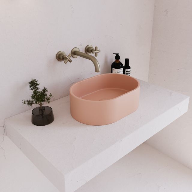 Eight Quarters 400mm x 280mm Concrete Mini Pod Above Counter Basin - Blush