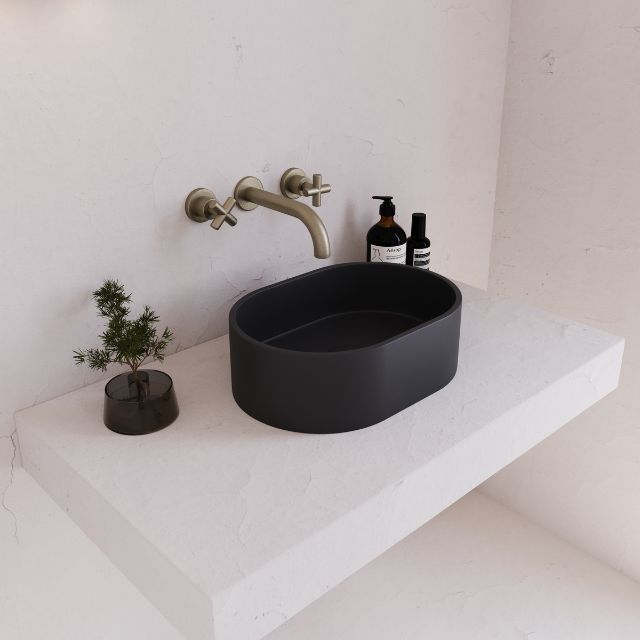 Eight Quarters 400mm x 280mm Concrete Mini Pod Above Counter Basin - Charcoal