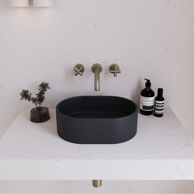 Eight Quarters 400mm x 280mm Concrete Mini Pod Above Counter Basin - Charcoal