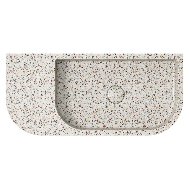 Fienza Blanca Concrete Wall Hung Basin Rh Bowl 650x300x200mm Terrazzo