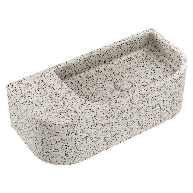 Fienza Blanca Concrete Wall Hung Basin Rh Bowl 650x300x200mm Terrazzo