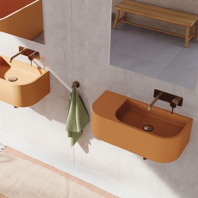 Fienza Blanca Concrete Wall Hung Basin Rh Bowl 650x300x200mm Tuscan