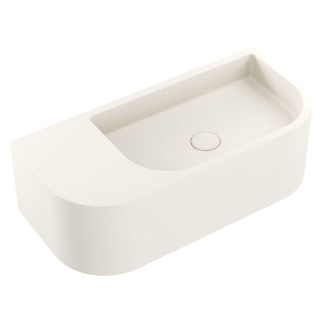 Fienza Blanca Concrete Wall Hung Basin Rh Bowl 650x300x200mm Warm White