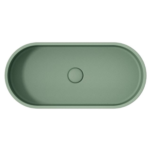 Fienza Jada Concrete Pill Basin Above Counter 600 x 280 x 120mm Sage