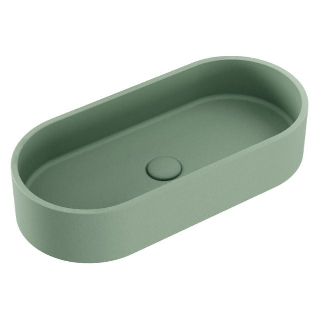 Fienza Jada Concrete Pill Basin Above Counter 600 x 280 x 120mm Sage