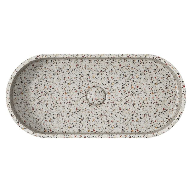 Fienza Jada Concrete Pill Basin Above Counter 600 x 280 x 120mm Terrazzo