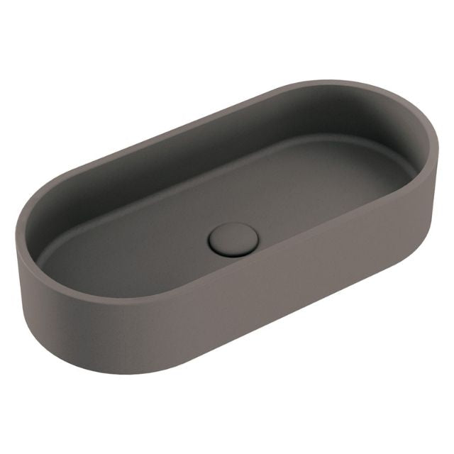 Fienza Jada Concrete Pill Basin Above Counter 600 x 280 x 120mm Warm Grey
