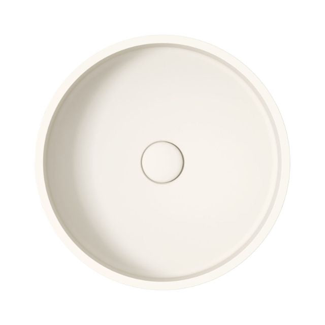 Top Fienza Jada Concrete Round Basin Above Counter 390 x 120mm Warm White RB199W - The Blue Space