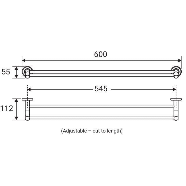 Fienza Kaya Double Towel Rail, 600mm - Chrome