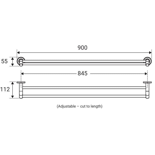 Fienza Kaya Double Towel Rail 900mm Chrome