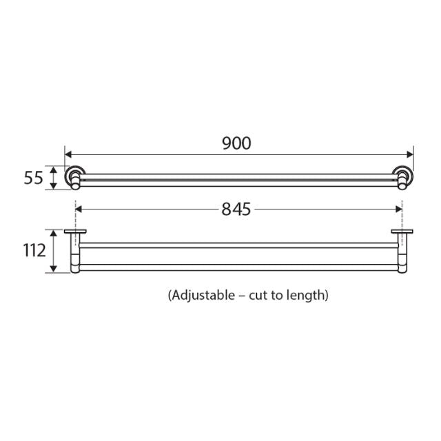 Fienza Kaya Double Towel Rail 900mm Matte White