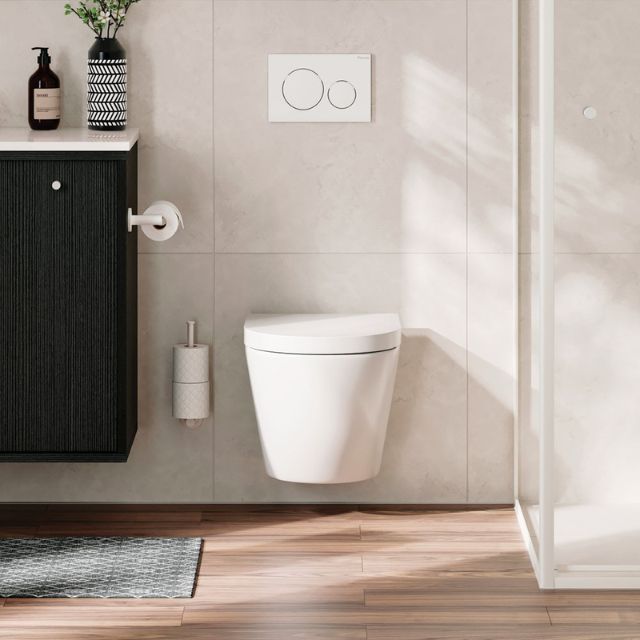 Fienza Kaya Dual Purpose Towel Rail/Toilet Roll Holder Matte White