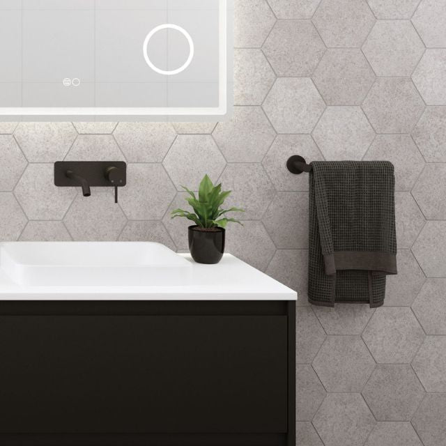 Fienza Kaya Dual Purpose Towel Rail/Toilet Roll Holder Matte Black