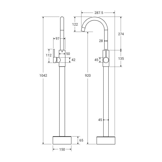 Fienza Kaya Floor Mounted Mixer Matte Black