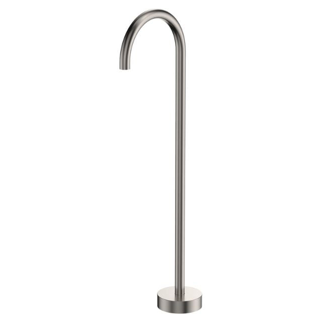Fienza Kaya Gooseneck Floor Mounted Bath Outlet Brushed Nickel