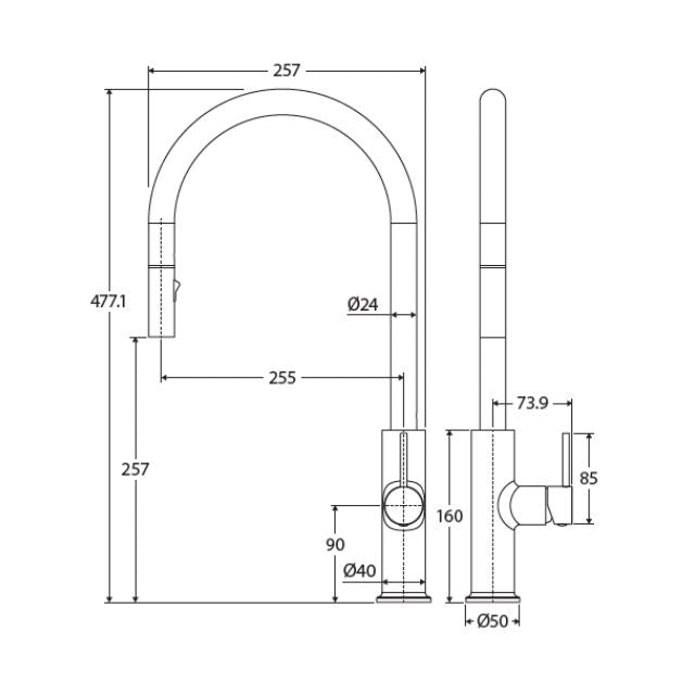 Fienza Kaya Pull Out Sink Mixer Brushed Nickel