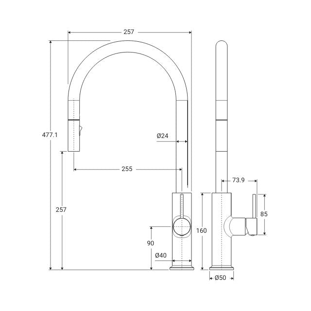 Fienza Kaya Pull Out Sink Mixer Matte White