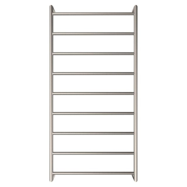 Fienza Kaya Round Heated Towel Rail 600X1200X100mm 9 Bars Brushed Nickel