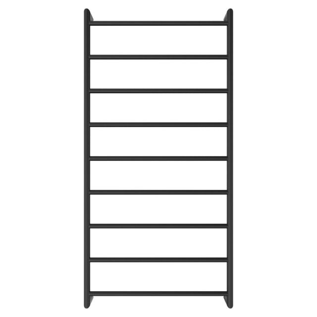 Front Fienza Kaya Round Heated Towel Rail 600X1200X100mm 9 Bars Matte Black 82860120MB - The Blue Space