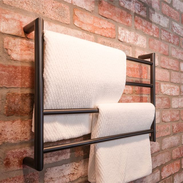 Fienza Kaya Round Heated Towel Rail 600X450X100mm 4 Bars Matte Black
