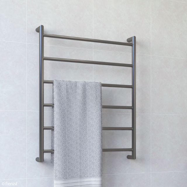 Fienza Kaya Round Heated Towel Rail 600X800X100mm 6 Bars Gun Metal