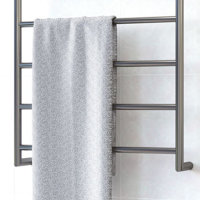 Fienza Kaya Round Heated Towel Rail 600X800X100mm 6 Bars Gun Metal
