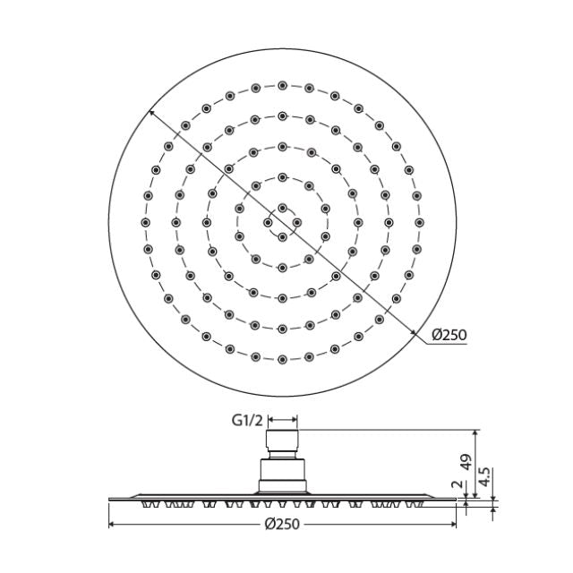 Fienza Kaya Round Shower Head 250mm Brushed Nickel