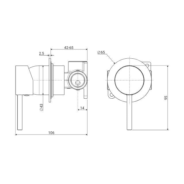 Fienza Kaya Wall Mixer Small Round Plate Chrome