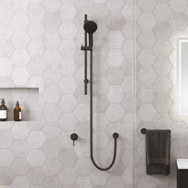 Fienza Kaya Wall Mixer Small Round Plate Matte Black