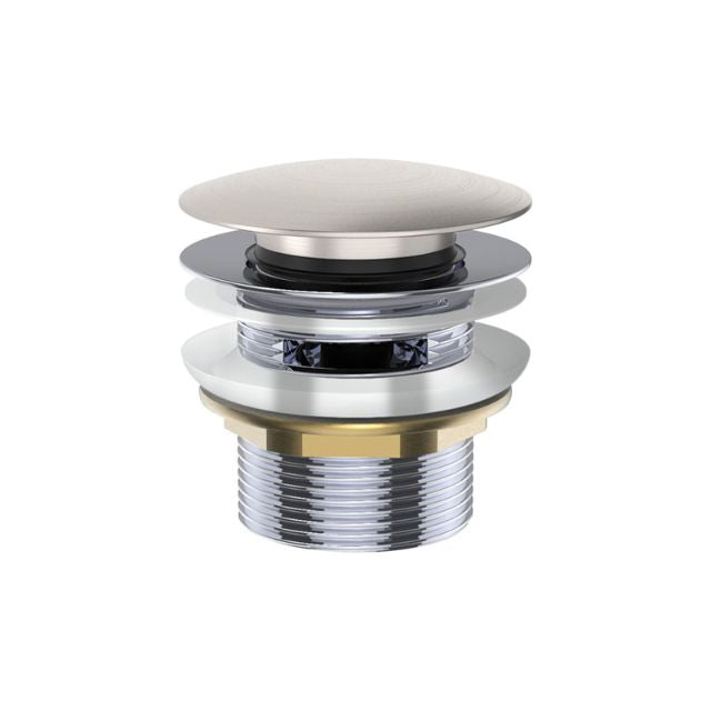 Fienza Universal Pull-Out/Pop-Up Brass Cap Bath Waste with Overflow Brushed Nickel