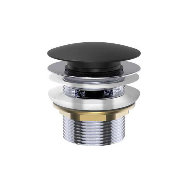 Fienza Universal Pull-Out/Pop-Up Brass Cap Bath Waste with Overflow Matte Black