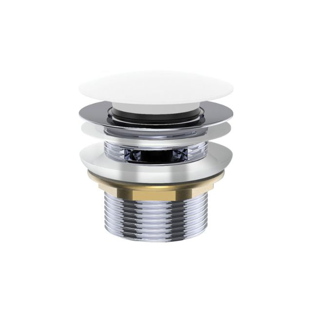 Fienza Universal Pull-Out/Pop-Up Brass Cap Bath Waste with Overflow Matte White