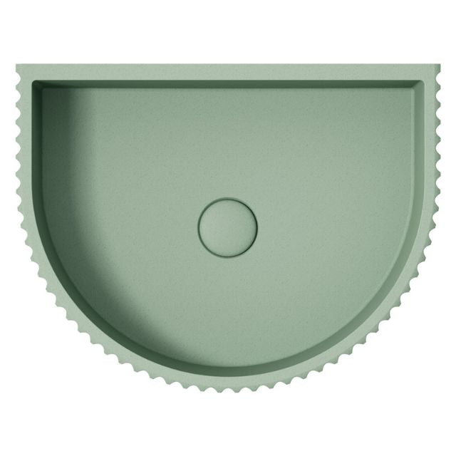 Fienza Valentina Concrete Fluted Arch Wall Basin 465 x 360 x 119mm Sage