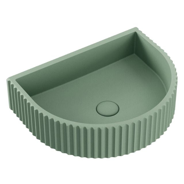 Fienza Valentina Concrete Fluted Arch Wall Basin 465 x 360 x 119mm Sage