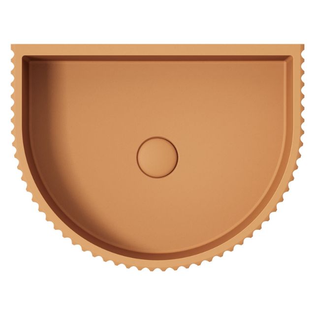 Fienza Valentina Concrete Fluted Arch Wall Basin 465 x 360 x 119mm Tuscan