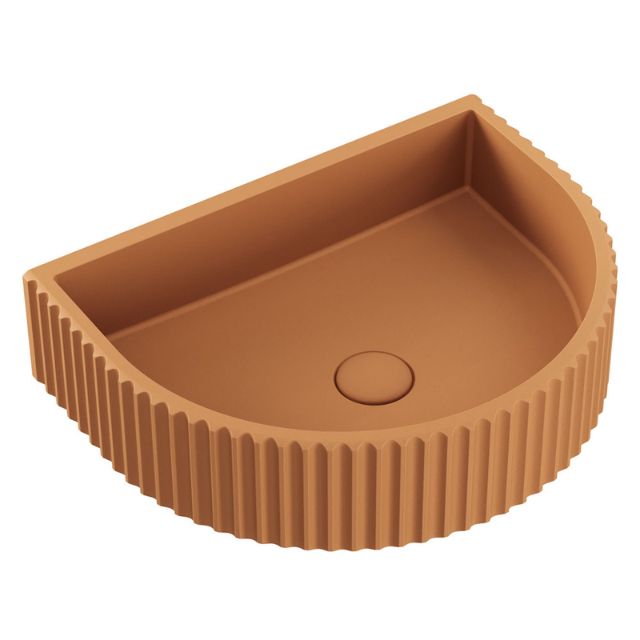 Fienza Valentina Concrete Fluted Arch Wall Basin 465 x 360 x 119mm Tuscan