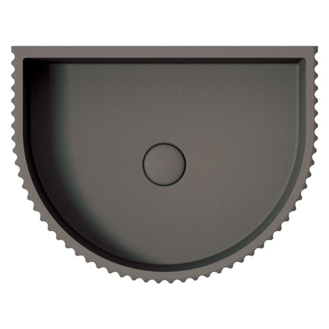 Fienza Valentina Concrete Fluted Arch Wall Basin 465 x 360 x 119mm Warm Grey