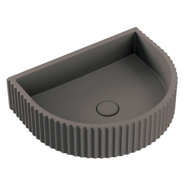 Fienza Valentina Concrete Fluted Arch Wall Basin 465 x 360 x 119mm Warm Grey